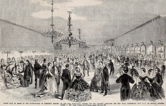 Framed Print : The formal dress ball celebrating President Abraham Lincoln's first inauguration, March 4, 1861. The President's party arrived after 11 PM with Mrs Framed Print : The formal dress ball celebrating President Abraham Lincoln's first inauguration, March 4, 1861. The President's party arrived after 11 PM with Mrs
