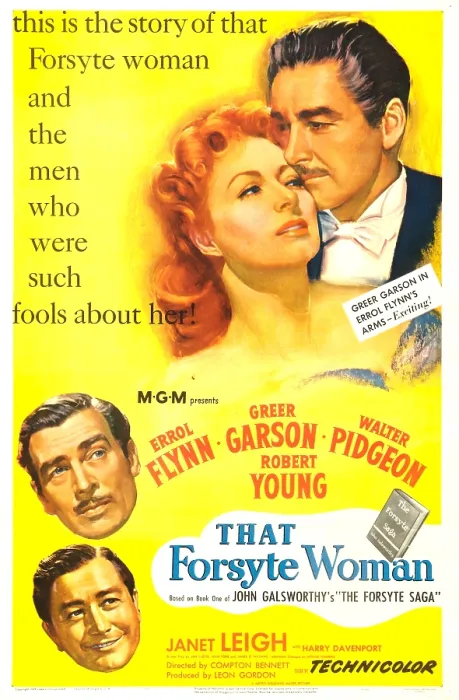 Framed Print : THAT FORSYTE WOMAN, US poster, from top: Errol Flynn, Greer Garson, Walter Pidgeon, Robert Young, 1949
