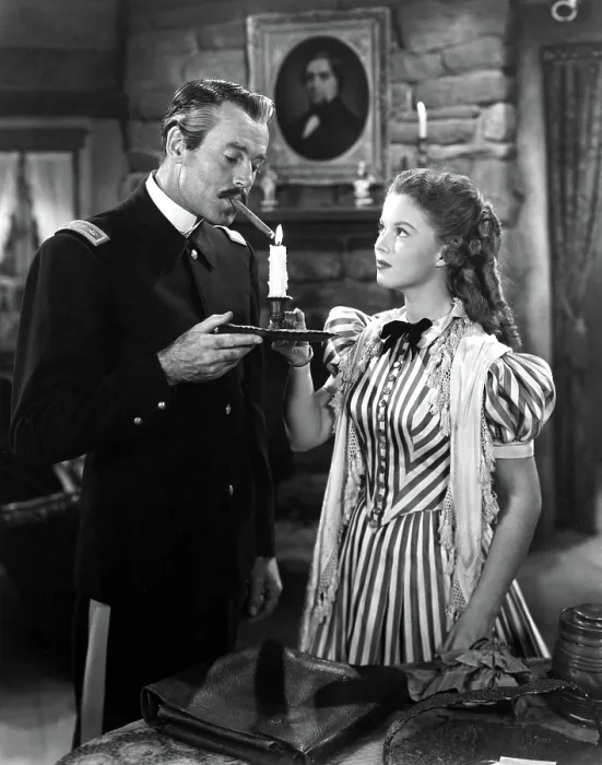 Framed Print : FORT APACHE, Henry Fonda, Shirley Temple, 1948, daughter lighting father's cigar Framed Print : FORT APACHE, Henry Fonda, Shirley Temple, 1948, daughter lighting father's cigar