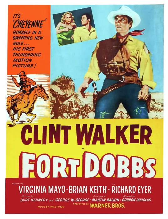 Framed Print : FORT DOBBS, US poster art, inset: Virginia Mayo, Clint Walker, 1958