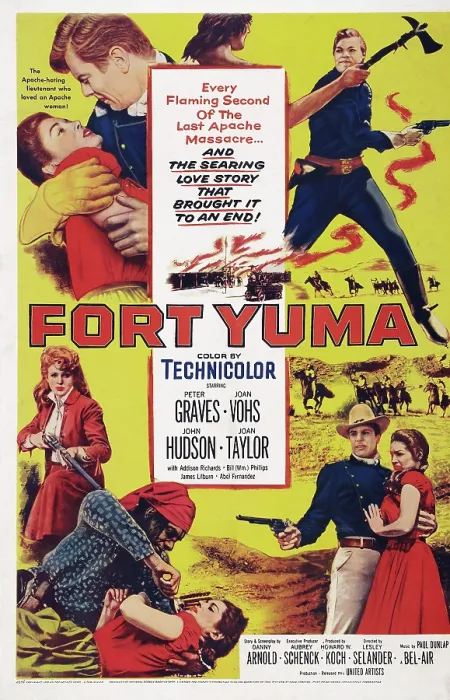 Framed Print : FORT YUMA, US poster art, top left and bottom right: Peter Graves, Joan Vohs, 1955 Framed Print : FORT YUMA, US poster art, top left and bottom right: Peter Graves, Joan Vohs, 1955
