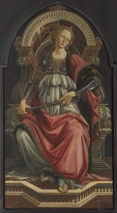 Framed Print : The Fortress, by Filipepi Sandro Known as Botticelli, 15th Century, 1470, tempera on panel, cm 167 x 87 - Italy, Tuscany, Florence, Uffizi Gallery