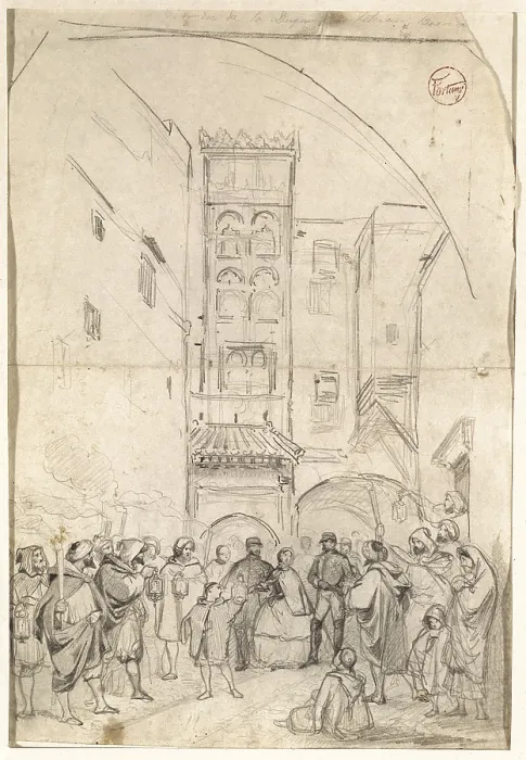 Framed Print : FORTUNY, Mariano (1838-1874). African street subject (Africa 1860). 1860. Romanticism. Drawing. SPAIN. Reus. Salvador Vilaseca Regional Museum