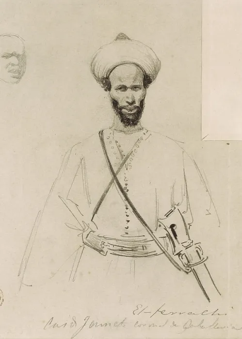 Framed Print : FORTUNY, Mariano (1838-1874). El-Ferrachi Caid Jainet, colonel of cavalry. 1859 - 1860. Sketches of the War of Africa. Romanticism. Drawing. SPAIN. Reus