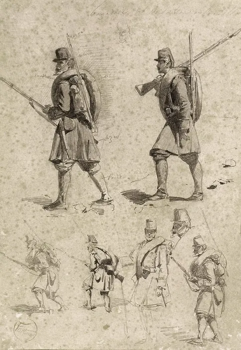 Framed Print : FORTUNY, Mariano (1838-1874). Figures of soldiers in campaign. 1859 - 1860. Sketches of the African War. Romanticism. Drawing. SPAIN. Reus. Salvador Vilaseca Regional Museum Framed Print : FORTUNY, Mariano (1838-1874). Figures of soldiers in campaign. 1859 - 1860. Sketches of the African War. Romanticism. Drawing. SPAIN. Reus. Salvador Vilaseca Regional Museum