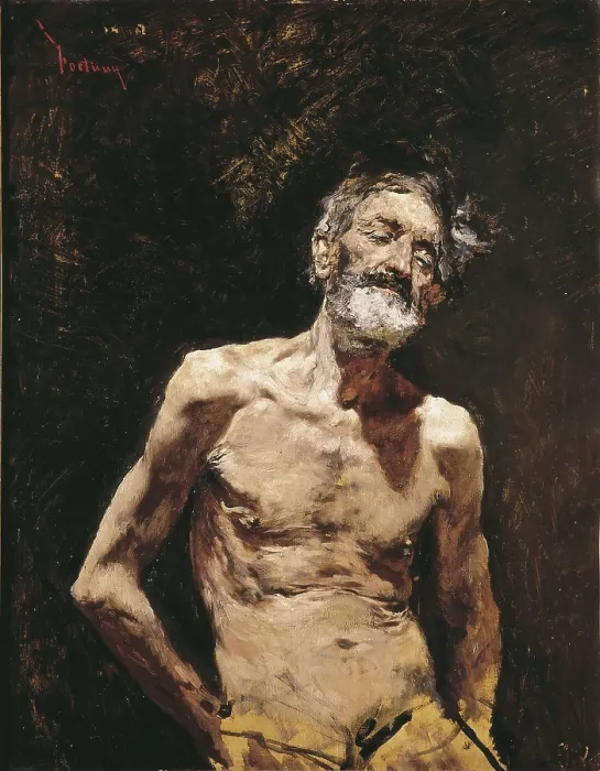 Framed Print : FORTUNY, Mariano (1838-1874). Old Man Naked in the Sun. 1872-1873. Romanticism. Oil on canvas. SPAIN. Madrid. Prado Museum. AISA / Everett Collection**US SALES ONLY**