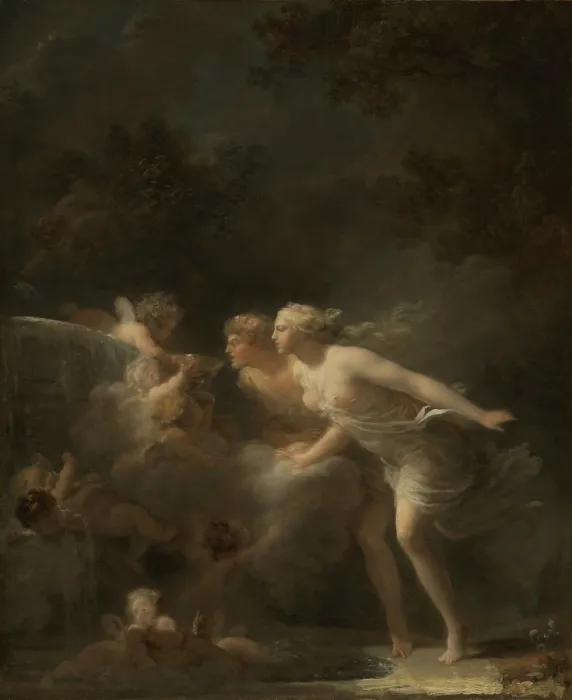 Framed Print : The Fountain of Love, by Jean-Honore Fragonard, 1785, French painting, oil on canvas