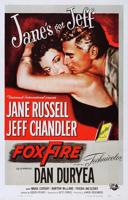Framed Print : FOXFIRE, US poster, from left: Jane Russell, Jeff Chandler, 1955