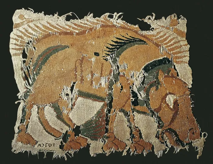 Framed Print : Fragment of Egyptian fabric with hippopotamus of the Fatimid period (9th c.). Islamic art. Textiles. EGYPT. Cairo. Museum of Islamic Arts. AISA / Everett Collection**US SALES ONLY**
