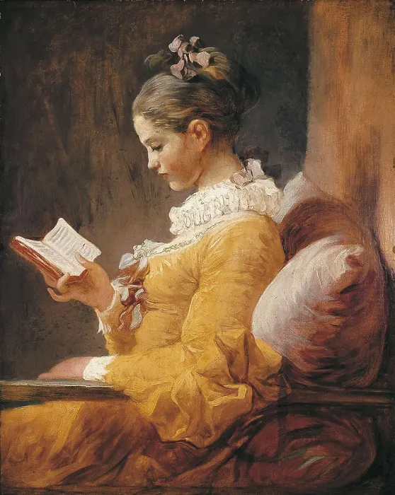 Framed Print : FRAGONARD, Jean Honor (1732-1806). A Young Girl Reading. ca. 1776. Rococo. Oil on canvas. UNITED STATES OF AMERICA. Washington. National Gallery of Art