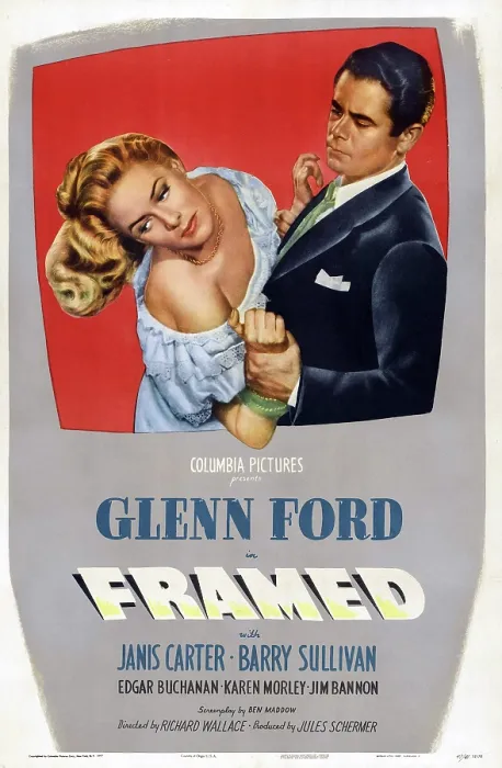 Framed Print : FRAMED, US poster art, from left: Janis Carter, Glenn Ford, 1947