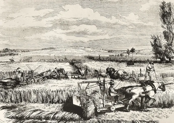 Framed Print : France (1859). Contest of combine harvesters in a farm close to Saint-Cloud. Engraving. AISA / Everett Collection (51801)**US SALES ONLY**