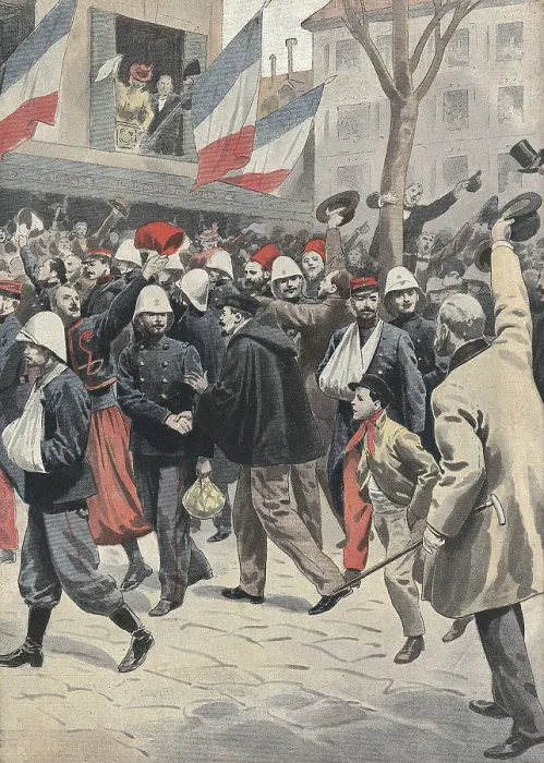 Framed Print : France. 3rd Republic (1901). French soldiers hurt are received in Marseille. Illustration from 'Le Petit Journal' (February 171901). Engraving Framed Print : France. 3rd Republic (1901). French soldiers hurt are received in Marseille. Illustration from 'Le Petit Journal' (February 171901). Engraving