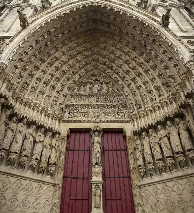 Framed Print : FRANCE. Amiens. Notre Dame cathedral. Western facade. Last judgement's main door. Flamboyant gothic. Architecture