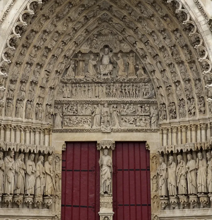 Framed Print : FRANCE. Amiens. Notre Dame cathedral. Western facade. Last judgement's main door. Flamboyant gothic. Architecture Framed Print : FRANCE. Amiens. Notre Dame cathedral. Western facade. Last judgement's main door. Flamboyant gothic. Architecture