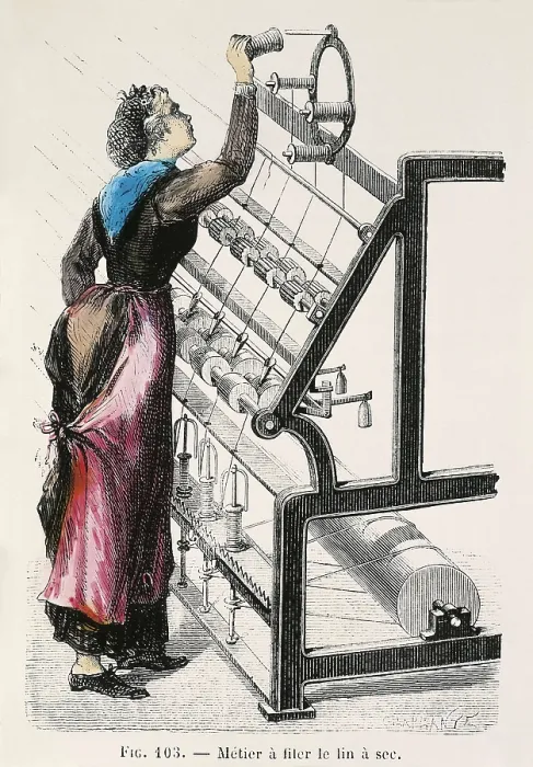 Framed Print : France. Industrial Revolution. Woman working in a textile engine. Drawing by C.Laplante. Engraving. AISA / Everett Collection**US SALES ONLY** Framed Print : France. Industrial Revolution. Woman working in a textile engine. Drawing by C.Laplante. Engraving. AISA / Everett Collection**US SALES ONLY**