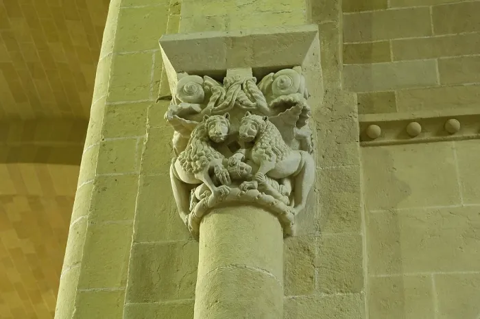 Framed Print : FRANCE. Lescar. Cathedral Notre-Dame de l'Assomption. Decorative detail of the capitals (12th c.). Architecture. AISA / Everett Collection**US SALES ONLY**