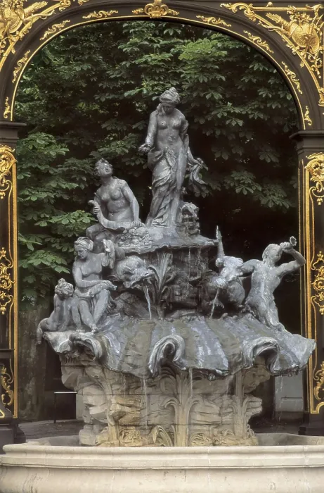 Framed Print : FRANCE. LORRAINE. MEURTHE-ET-MOSELLE. Nancy. Place Stanislas, named after the Polish king Stanislaw Leszczynski. Baroque fountain (18th c.) with sculptures by Barthlemy Guibal