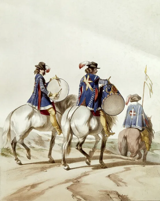 Framed Print : France. Musketeers of theking Louis XIII. Drummer and standard bearer (1640). Litography. FRANCE. Paris. Army Museum. AISA / Everett Collection**US SALES ONLY** Framed Print : France. Musketeers of theking Louis XIII. Drummer and standard bearer (1640). Litography. FRANCE. Paris. Army Museum. AISA / Everett Collection**US SALES ONLY**