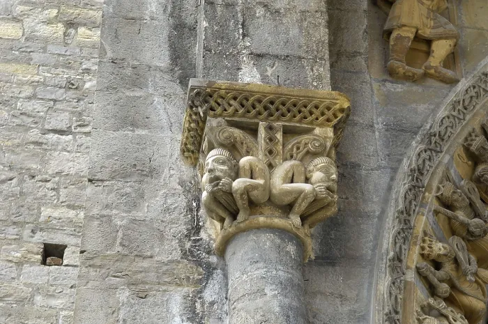 Framed Print : FRANCE. Oloron-Sainte-Marie. Cathedral of Sainte-Marie. Capital of the portico (12th c.). Romanesque art. Sculpture. AISA / Everett Collection**US SALES ONLY**
