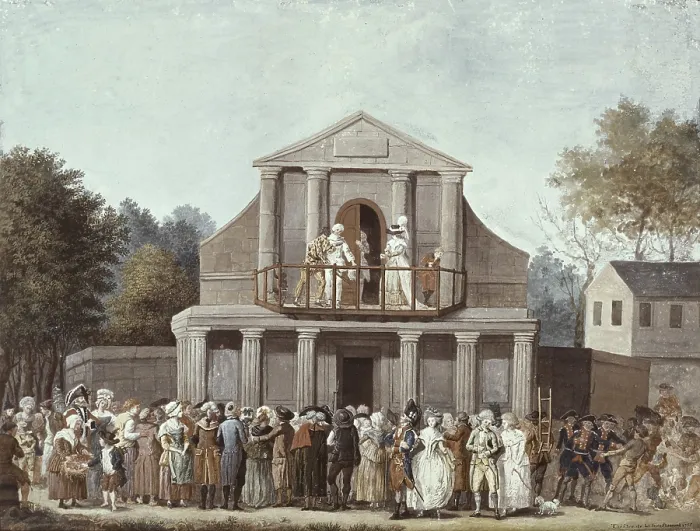 Framed Print : FRANCE. Paris. Anonymous watercolour, 18th c. The Theatre of the fair of St. Lauret in Paris. 1786. Watercolour. - BeBa / Iberfoto / Everett Collection (148690)**US SALES ONLY** Framed Print : FRANCE. Paris. Anonymous watercolour, 18th c. The Theatre of the fair of St. Lauret in Paris. 1786. Watercolour. - BeBa / Iberfoto / Everett Collection (148690)**US SALES ONLY**