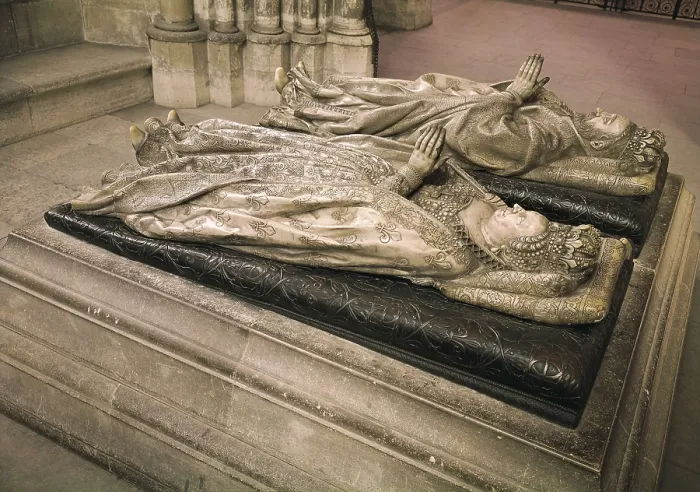 Framed Print : FRANCE. Saint-Denis. Basilica of Saint Denis. Tomb of Henry II of France and Catherine de Medicis. Renaissance art. Cinquecento. Sculpture on marble