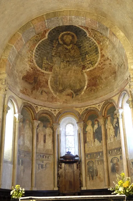 Framed Print : FRANCE. Saint-Girons. Romanesque pantocrator in the Cathedral of Saint-Lizier (11th - 12th century). Romanesque art. Fresco