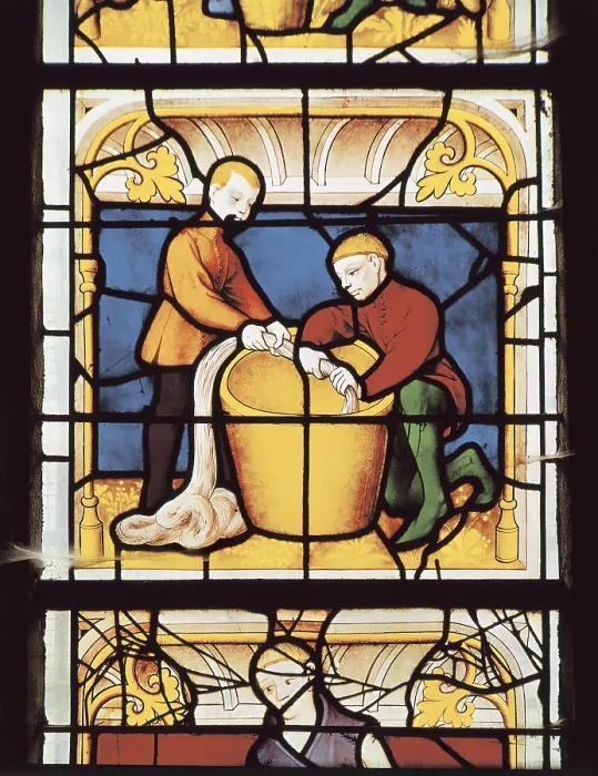 Framed Print : FRANCE. Semur-en-Auxois. Church of Notre-Dame. Washing wool (15th c.). Gothic art. Glass window. AISA / Everett Collection (523)**US SALES ONLY**