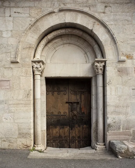 Framed Print : FRANCE. Villefranche-de-Conflent. Saint-Jacques Parish Church, 11th-13th c. Side door. Romanesque art. Architecture