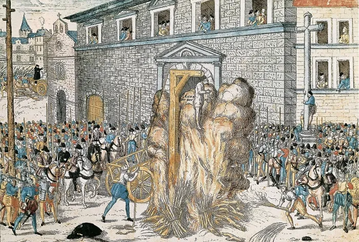 Framed Print : France. Wars of Religion. Execution in Paris of the protestant magistrat Anne Du Bourg (1559). Engraving. FRANCE. Pau. Chteau de Pau National Museum