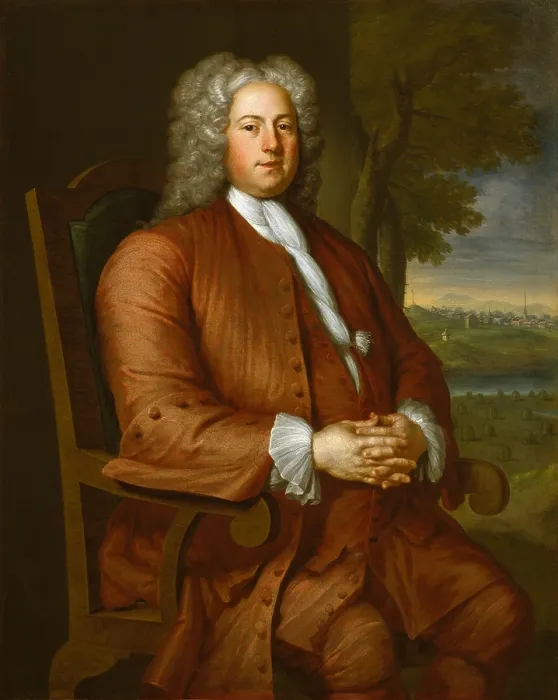 Framed Print : FRANCIS BRINLEY, by John Smibert, 1729, British painting, oil on canvas. Francis Brinley inherited a substantial tract of land in Roxbury, Boston, in 1719