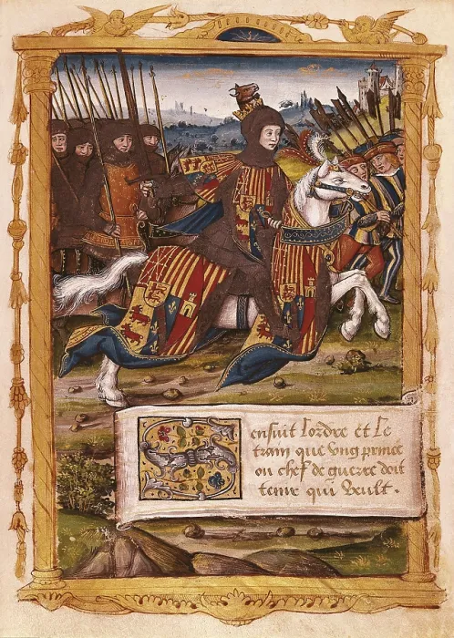 Framed Print : Francis I Phoebus of Foix (1469-1483). King of Navarre (1479-1483) and count of Foix (1472). 15th century french manuscript with instructions on the art of war. Gothic art Framed Print : Francis I Phoebus of Foix (1469-1483). King of Navarre (1479-1483) and count of Foix (1472). 15th century french manuscript with instructions on the art of war. Gothic art