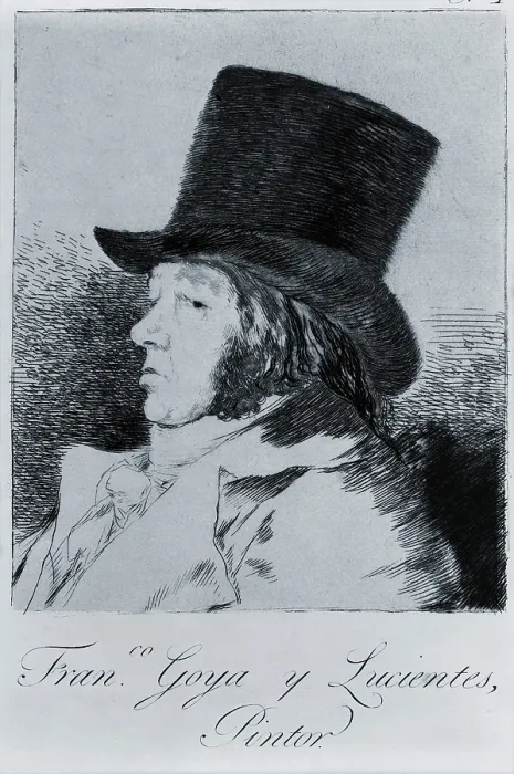 Framed Print : Francisco Goya (1746-1828), self portrait etching in a top hat. Ca. 1795