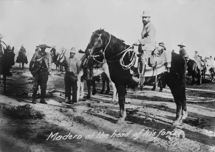 Framed Print : Francisco Madero, Constitutionalist leader of the Mexican Revolution at head of his forces