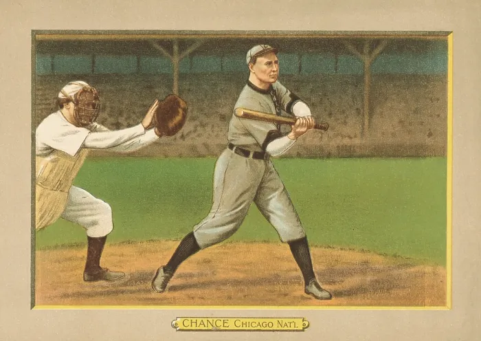 Framed Print : Frank Chance, 1911 baseball card, published when he played for the Chicago Cubs (BSLOC_2018_3_130)