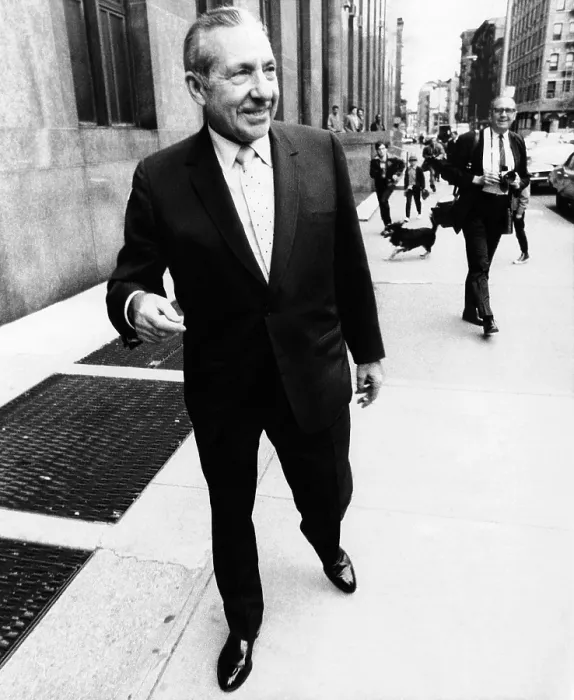 Framed Print : Frank Costello, 78, organized crime boss, leaves the New York County District Attorney's office
