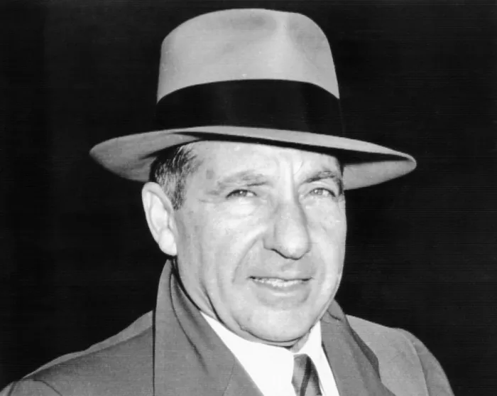 Framed Print : Frank Costello boss of the Genovese crime family. He is leaving New York's Federal Courts Building after a jury found him guilty of income tax evasion April 13, 1954 Framed Print : Frank Costello boss of the Genovese crime family. He is leaving New York's Federal Courts Building after a jury found him guilty of income tax evasion April 13, 1954