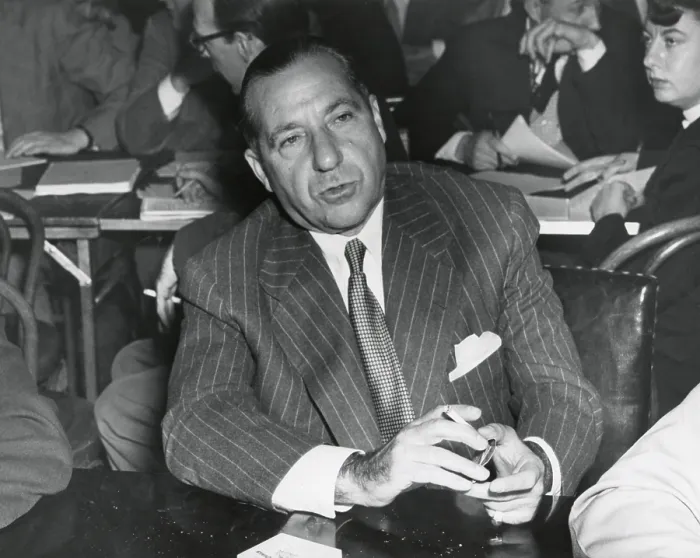 Framed Print : Frank Costello testifying before a Senate Interstate and Foreign Commerce subcommittee investigating gambling. April 27, 1950 Framed Print : Frank Costello testifying before a Senate Interstate and Foreign Commerce subcommittee investigating gambling. April 27, 1950