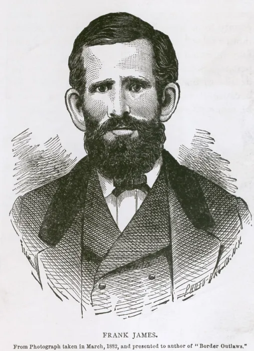 Framed Print : Frank James, engraving from a photograph taken in March, 1882 Framed Print : Frank James, engraving from a photograph taken in March, 1882