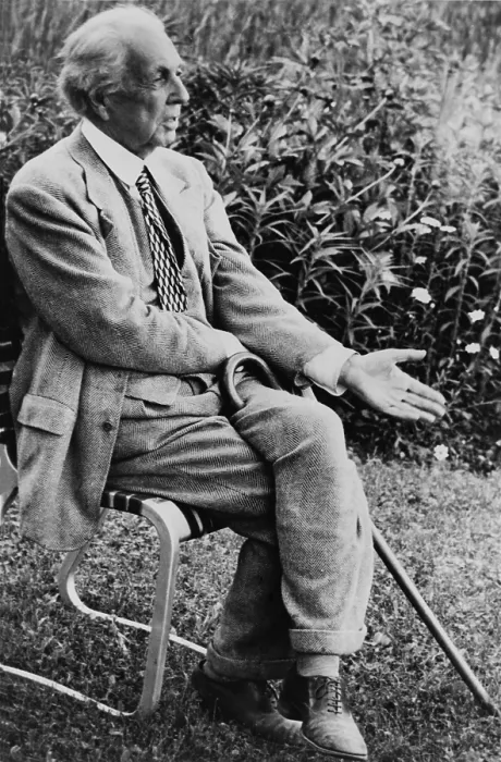Framed Print : Frank Lloyd Wright (1867-1959), American architect speaking while seated outdoors. 1952 Framed Print : Frank Lloyd Wright (1867-1959), American architect speaking while seated outdoors. 1952