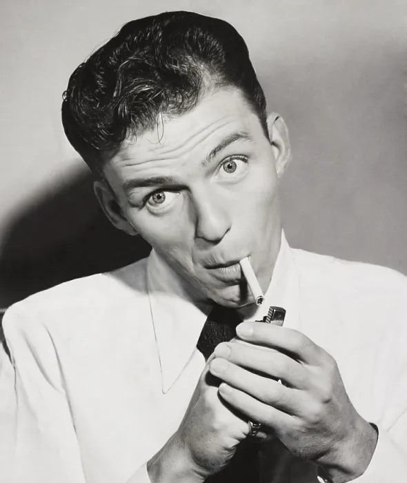 Framed Print : Frank Sinatra lighting a cigarette, Oct. 1944. (BSLOC_2015_17_225) Framed Print : Frank Sinatra lighting a cigarette, Oct. 1944. (BSLOC_2015_17_225)