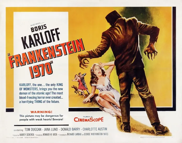 Framed Print : FRANKENSTEIN 1970, poster art on title card, 1958
