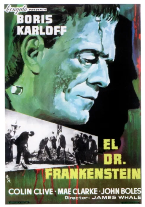 Framed Print : FRANKENSTEIN (aka EL DR. FRANKENSTEIN), top: Boris Karloff on Spanish poster art, 1931