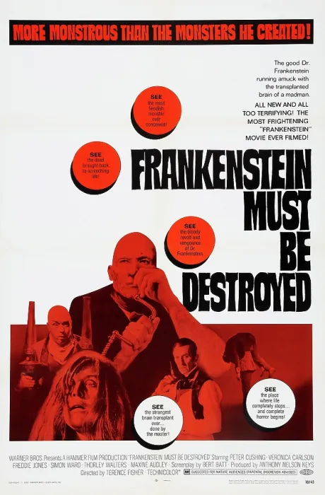 Framed Print : FRANKENSTEIN MUST BE DESTROYED, bottom left: Freddie Jones, bottom right: Peter Cushing, 1969 Framed Print : FRANKENSTEIN MUST BE DESTROYED, bottom left: Freddie Jones, bottom right: Peter Cushing, 1969