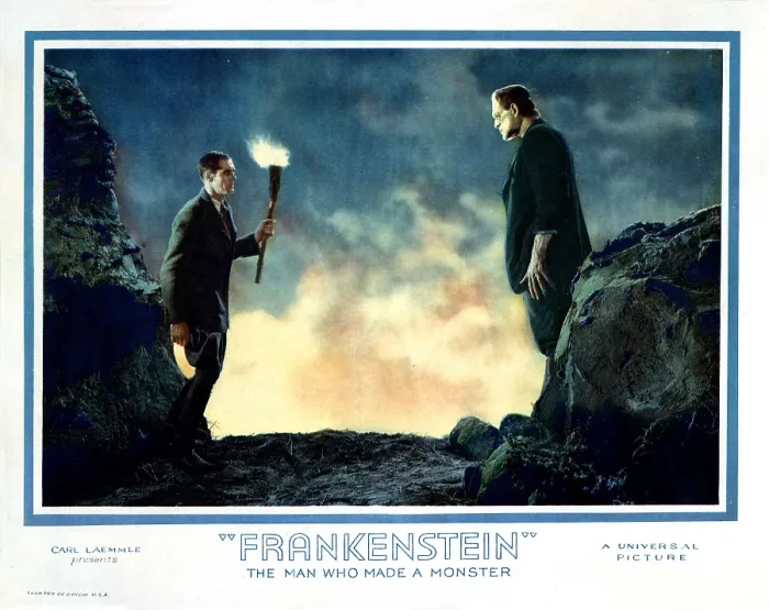 Framed Print : FRANKENSTEIN, US lobbycard, from left: Colin Clive, Boris Karloff, 1931