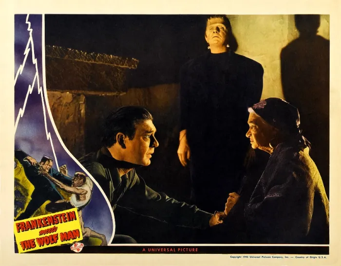 Framed Print : FRANKENSTEIN MEETS THE WOLF MAN, main image from left: Lon Chaney Jr as the Wolf Man, Bela Lugosi as Frankenstein, Maria Ouspenskaya, 1943 Framed Print : FRANKENSTEIN MEETS THE WOLF MAN, main image from left: Lon Chaney Jr as the Wolf Man, Bela Lugosi as Frankenstein, Maria Ouspenskaya, 1943