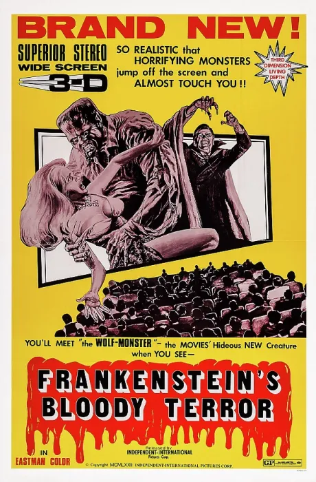 Framed Print : FRANKENSTEIN'S BLOODY TERROR, (aka HELL'S CREATURES, aka MARK OF THE WOLFMAN, aka LA MARCA DEL HOMBRE LOBO), US poster art, 1968