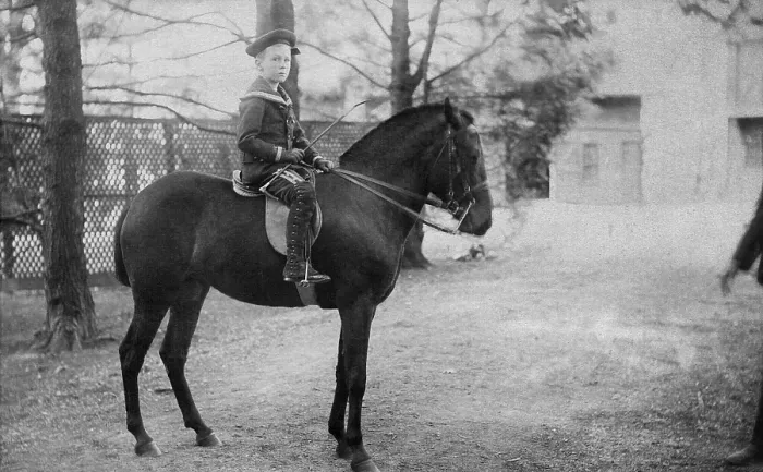 Framed Print : Franklin D. Roosevelt riding Debbie, his first pony. 1889. (BSLOC_2013_6_5)
