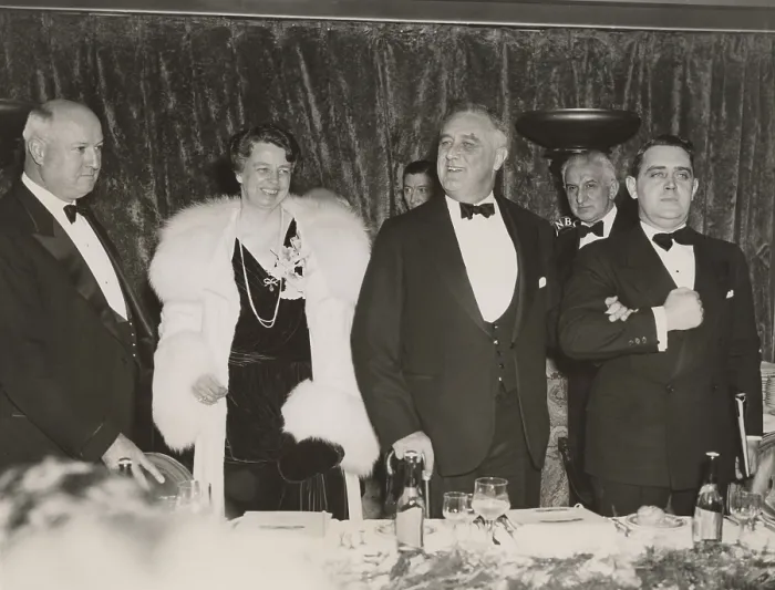 Framed Print : Franklin and Eleanor Roosevelt at Jackson Day Dinner. Mayflower Hotel, Jan. 8, 1938. James Farley, Chairman of the Democratic National Committee, is at left Framed Print : Franklin and Eleanor Roosevelt at Jackson Day Dinner. Mayflower Hotel, Jan. 8, 1938. James Farley, Chairman of the Democratic National Committee, is at left