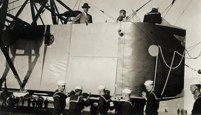 Framed Print : Franklin Roosevelt on-board a French dirigible during WW1. Aug. 17, 1918. As Assistant Secretary of the Navy, he was in Europe to inspect US Navy facilities. (BSLOC_2013_5_74)